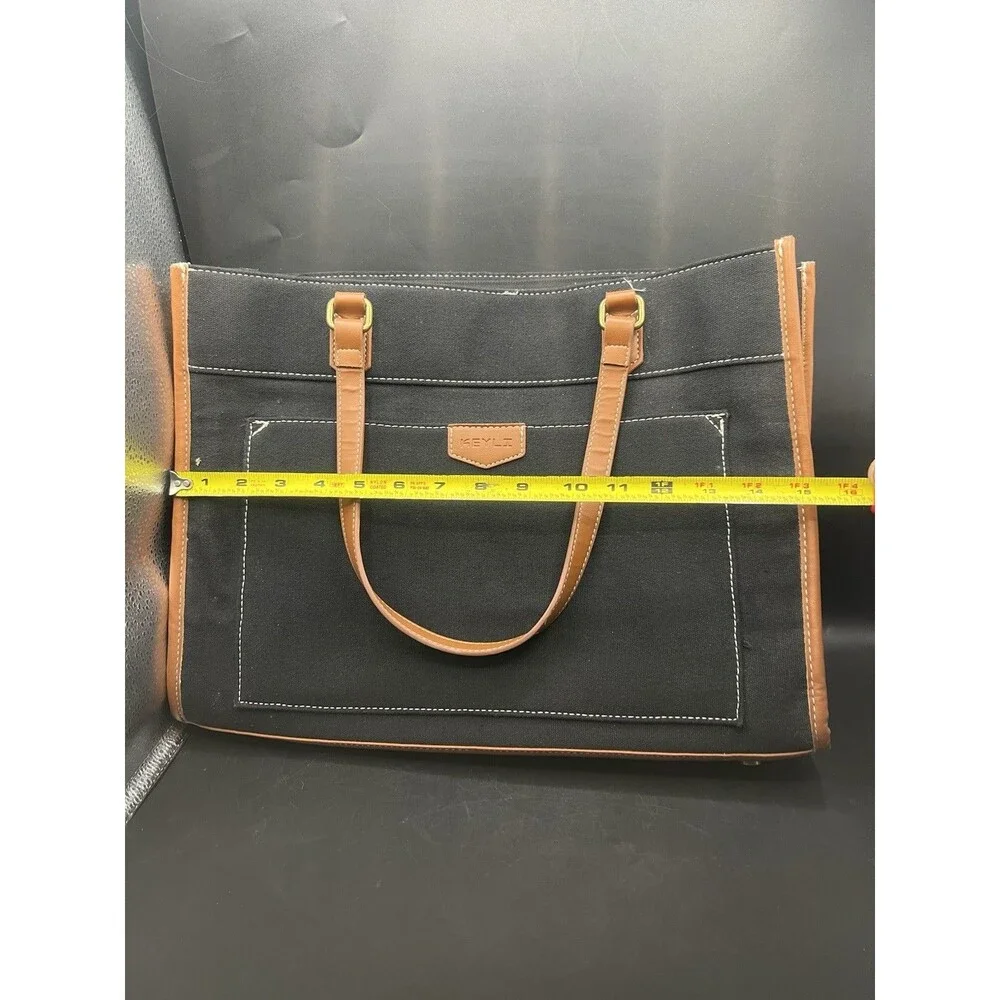 Keyli Canvas Laptop Tote Bag Black 15.6” Work Business Office Carryall Purse